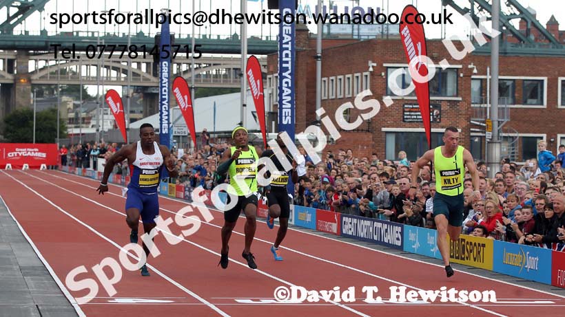 Richard Kilty wins the 150 metres, Great North CityGames. Photo: David T. Hewitson/Sports for All Pics